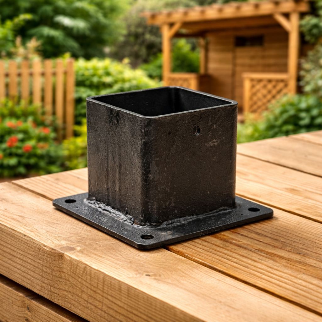 Siyah Demir Kamelya – Pergola Kutu Ayak (8x8 cm Ahşap Uyumlu)